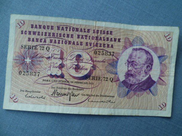 Banconote: 10 Fr. Banknote 1971 – Usato da Effretikon venduto da Heimstudio