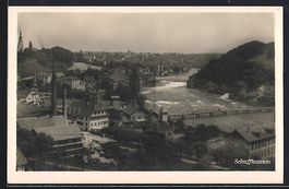 Schaffhausen, Ortsansicht mit Flussparti