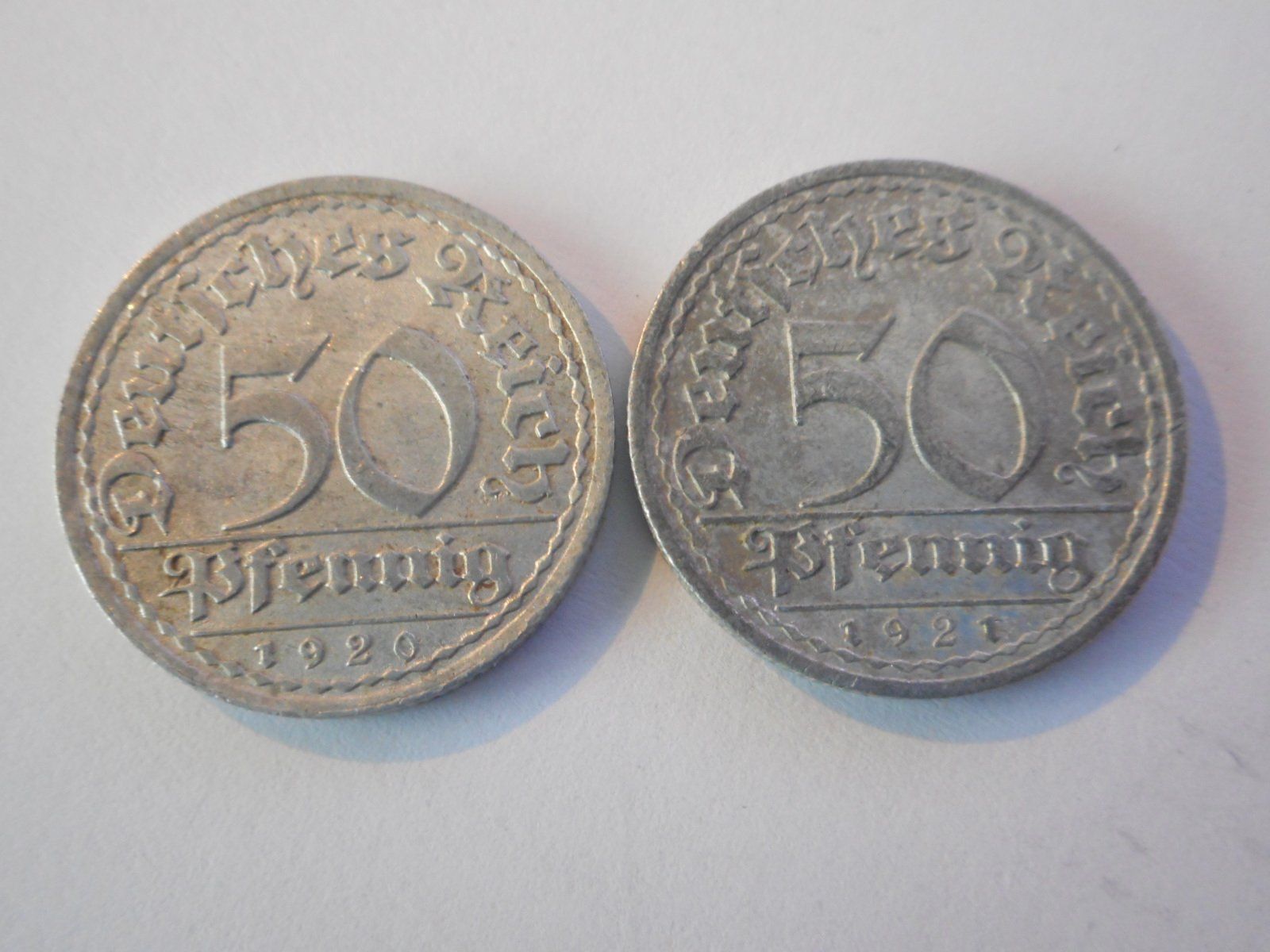 Tutti le monete: 2 x 50 Pfennig 1920+1921 – Usato da Kriegstetten venduto da pizlad2010