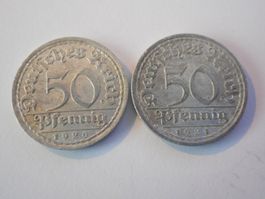 2 x 50 Pfennig 1920+1921