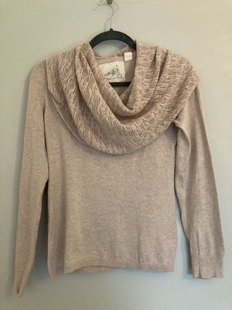 Kaschmir Pullover mit Wasserfallkragen, Gr. S