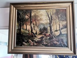 Gemälde Signiert C.Eckhardt, Jagd Gemälde, Hirsch,