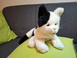 Handpuppe Katze Timmi schwarz/weiss