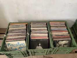 3 caisses de disques vinyle 33 tours