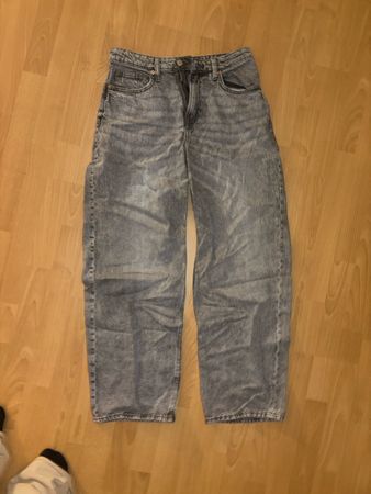H&M &Denim Baggy Jeans grau Grösse 38 High Waist Hose