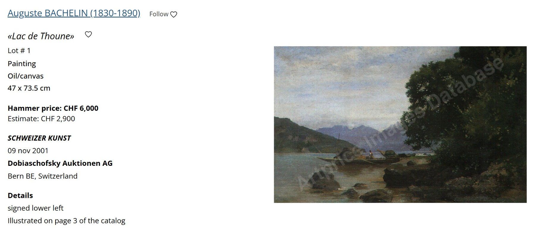Gemälde: Rodolphe Auguste Bachelin (1830-1890): Thunersee – Gebraucht aus Meilen von Anonymous3 6