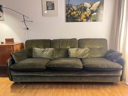 Vintage Design Sofa und Sessel grün Samt 70'er Jahre