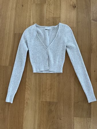 Crop Top Jäckchen Cardigan hellgrau XS 34