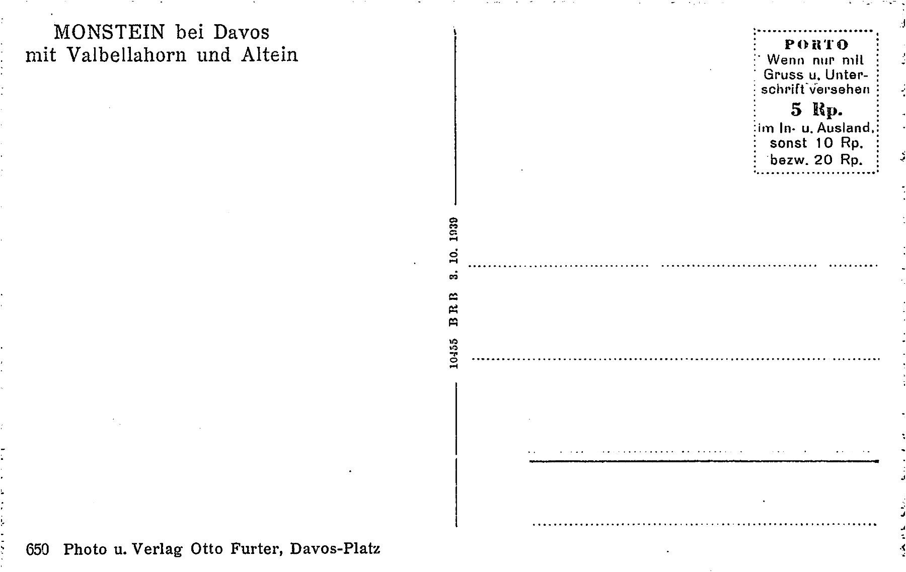 Ansichtskarten: 2x Davos Monstein – Gebraucht aus Ottikon b.Kemptth. von Neptun1974 1