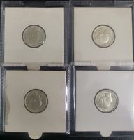 4 Stück 25 Cents 1940 / 41 & 43 Silber Wilhelmina Niederland
