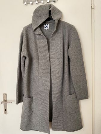 Van Graf Merinowolle Strickjacke Cardigan Hoodie Gr XL Grau