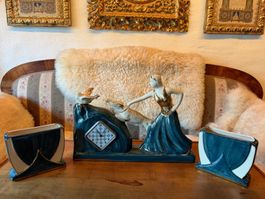 Art-Déco-Kaminuhr im Stil von Salvatore Melani, 1920er Jahre