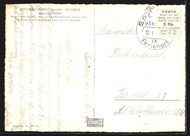 Cartoline postali: Speicher /App., Hotel und Restaurant App – Usato da Berlin venduto da bartko-reher 1