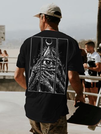 Tshirt Herren M schwarz Rückenmotiv pyramide goth hände