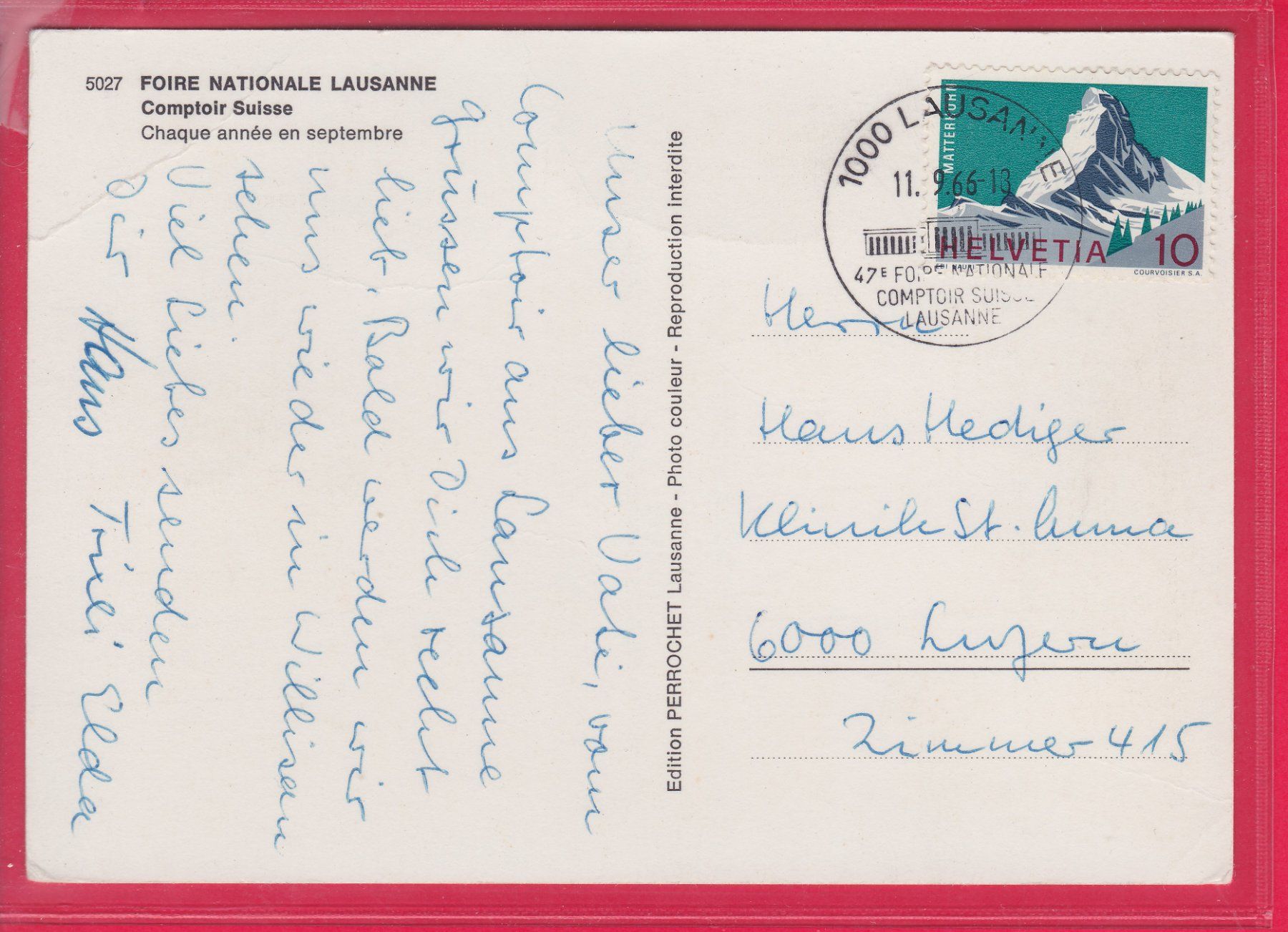 Cartoline postali: Ansichtskarte Lausanne Comptoir Suisse 1966 – Usato da Oberrieden venduto da Gebirgsstelze 1