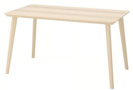 Table placage frêne 140×78 cm + 2 chaises comme neuve