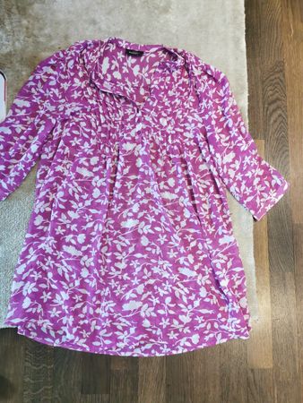 Gina Benotti, Chiffon Bluse, Gr. L-XL, lila/weiss, NEU