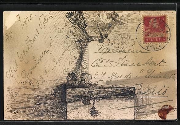 Cartoline postali: AK Cartigny, Maison Monnier, 1920 – Usato da Berlin venduto da bartko-reher 1