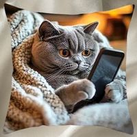 🐾📱 Kätzchen-Kissenbezug 45x45 cm – Realistisch & Süß 🛋️