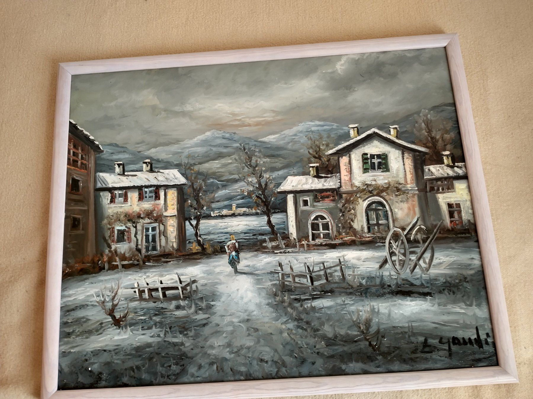 Tableaux: Winterliches Ölgemälde - Dorf im Schnee! – D'occasion à Löhningen par Chimae67 4