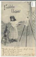 Fröhliche Ostern! - Joyeuses Paques - Mädchen mit Hase