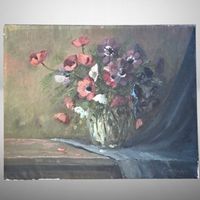 Vintage Ölbild 🎨 Siebenbürger Mohnblumen 🌸 Antik Gemälde