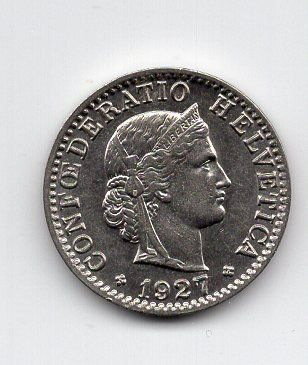 Tutti le monete: (2211) 20 Rappen 1927, Super, stgl – Usato da Rüthi (Rheintal) venduto da erdnuessli1 1