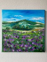 Berglandschaft mit Blumenwiese, Original Ölgemälde