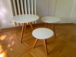 Interio Set 3 Couchtische weiss/Holz