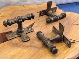 3 antike Fenster Oliven mit Vorreiber, Eisen (LOT2149#FBS2)