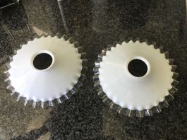 2 (zwei) Jugendstil Lampenschirme aus Glas
