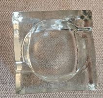 Vintage Glas Aschenbecher 2 Stück schwer & Blattform
