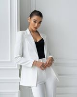 White Pants Suit with Slim Fit Jacket Size: XS