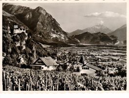 R - Karte Vaduz 1954 mit 4er Block