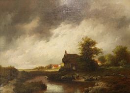 Ölbild, Holländische Flusslandschaft, Remigius van Haanen