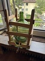 Glasballon / Glasflas im Holzständer ca. 25L, guter Zustand