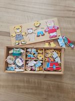 Anziehpuzzle Bärenfamilie aus Holz, vollständig, neuwertig
