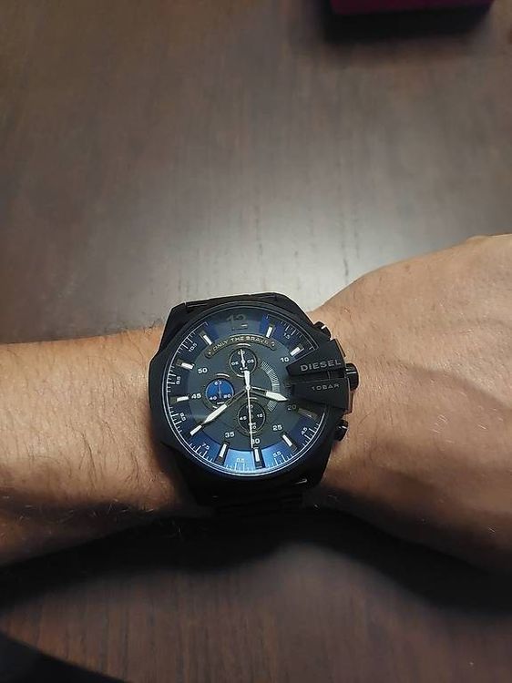 Diesel Herrenuhr Chronograph Edelstahl schwarz gross 1