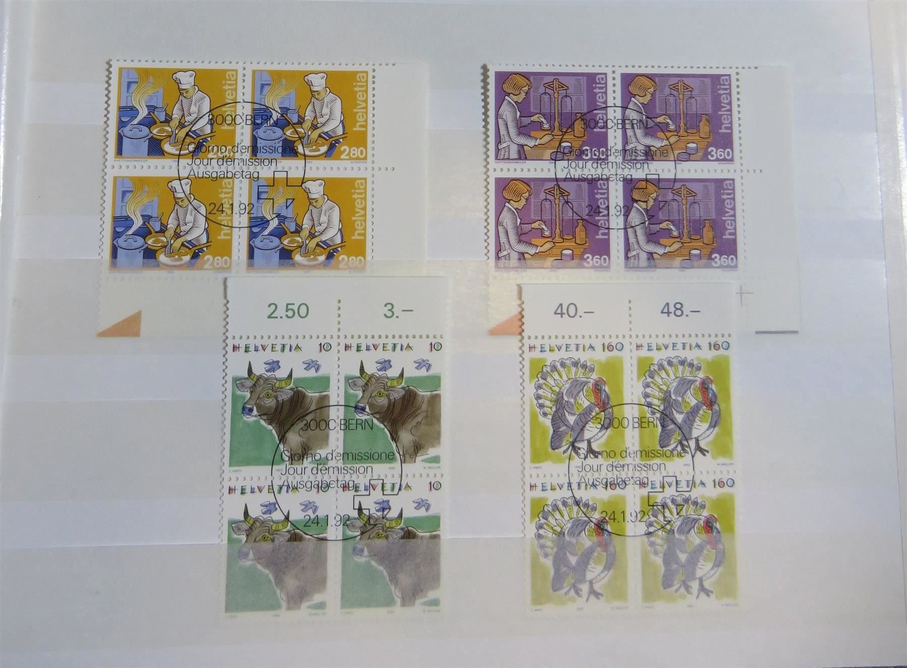 Tutti i francobolli: 1992 4er-Blocks ET inkl. PJ + PP – Usato da Spiez venduto da Crazyduck