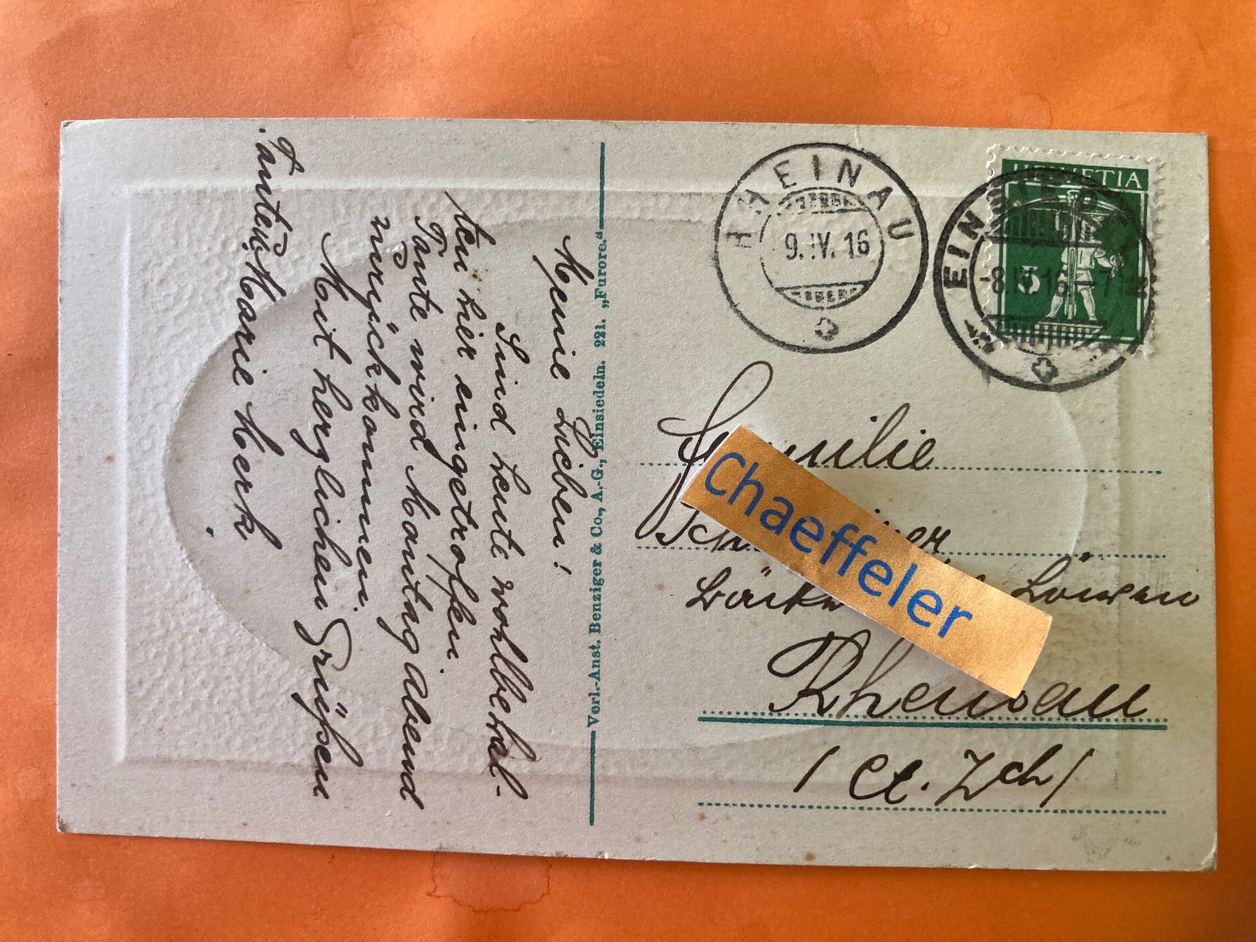 Cartes postales: 1916 Einsiedeln, Kloster – D'occasion à Zürich par Chaeffeler 1