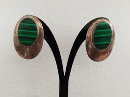 Vintage Silber Ohrstecker mit Malachit