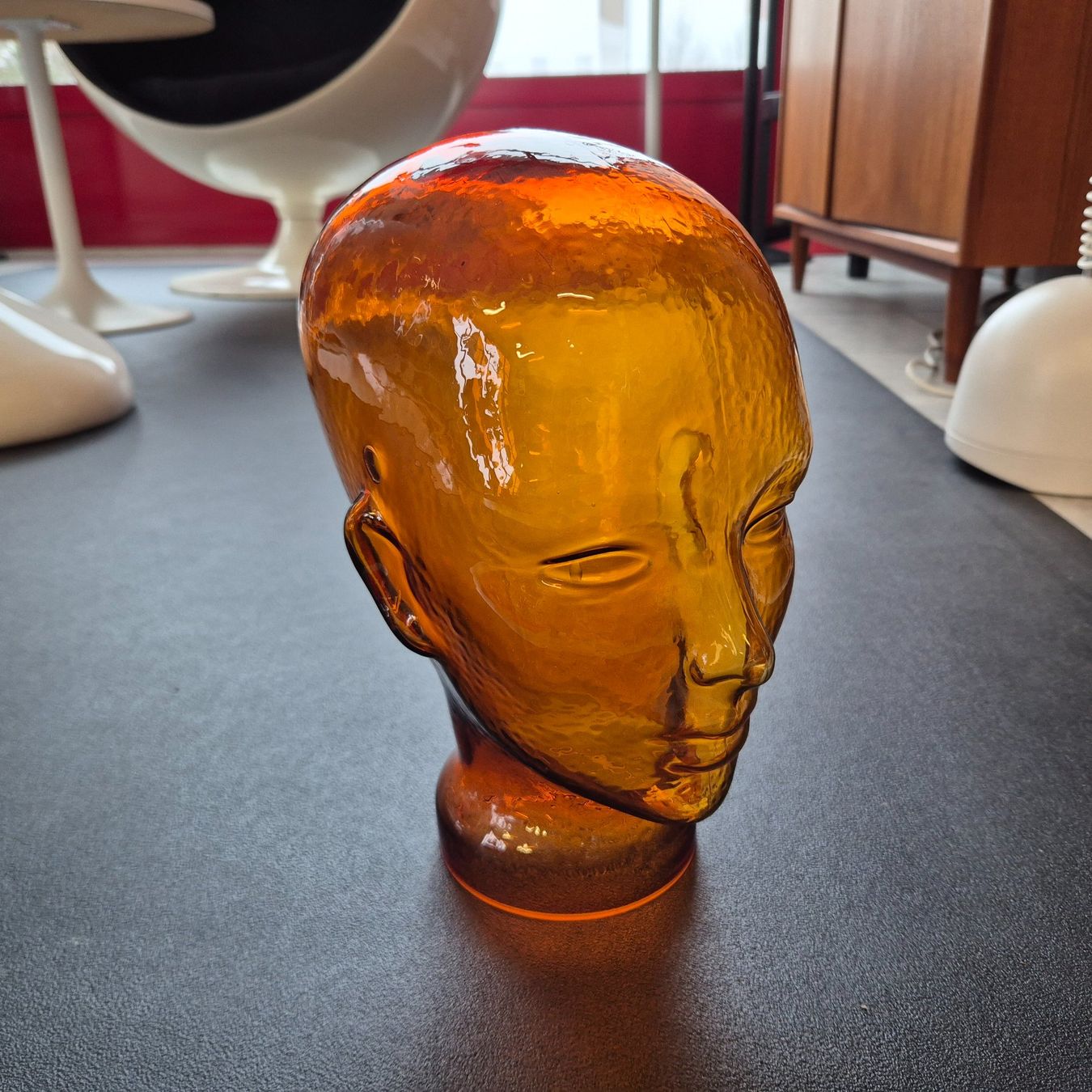 Sculture & Statue: Glaskopf Hutständer Kopf aus Glas orange – Usato da Nottwil venduto da Wondewa-Shop