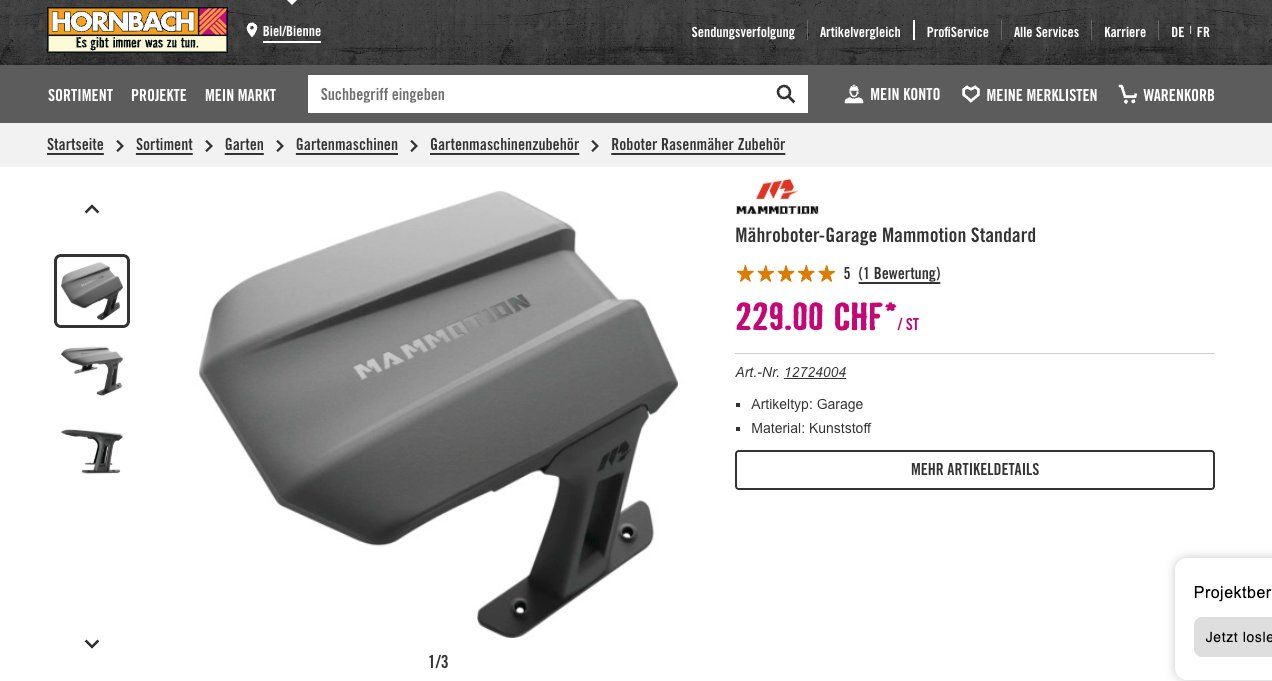 Mammotion Tondeuses à gazon: Mammotion Garage Standard – Neuf avec emballage d'origine à Gerlafingen par mko71