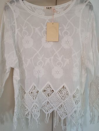 Bluse, Shirt  weiss bestickt neu