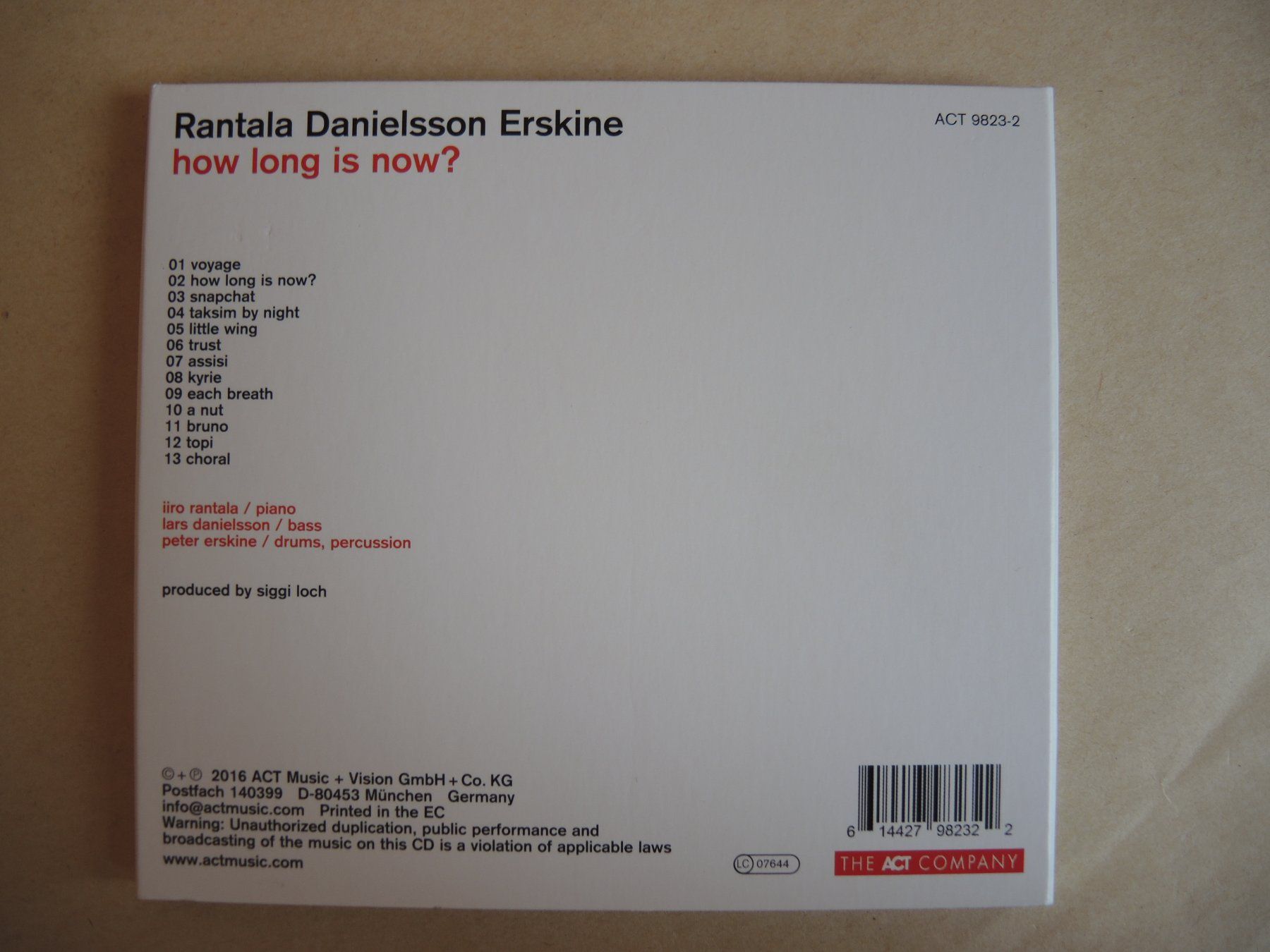 CD: RANTALA DANIELSSON ERSKINE CD how long is now? ACT – Usato da Rorschach venduto da maeck8 3