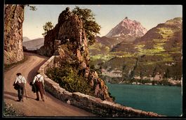 AK Walensee, Partie an der Poststrasse von Weesen nach Amden