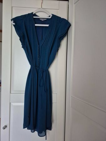 H&M, knapp knielanges blaues Kleid, Grösse 36