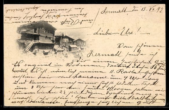 Cartoline postali: AK Zermatt, Chalets vor Bergkulisse – Usato da Berlin venduto da bartko-reher