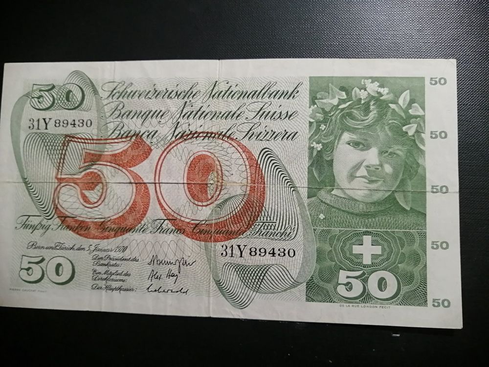 50 francs Suisse 5 January 1970 B  no:31Y89430 1