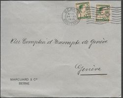 1915 Brief o BERN J2 zweimal sauber gezähnt selten ab 1.-